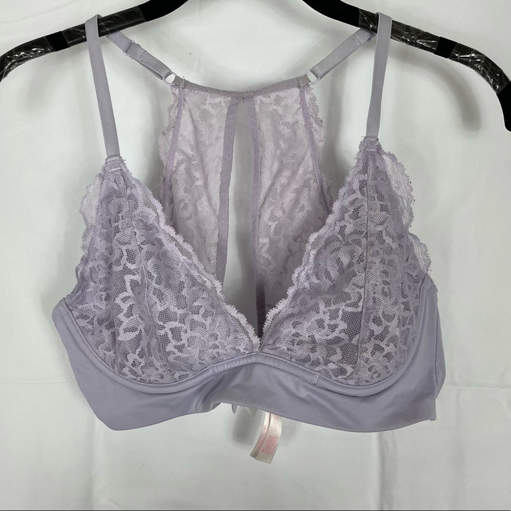 Victoria’s Secret Pink Bralette Lightly Lined Underwire Lace V-Neck Plunge Bra M
